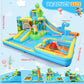 AKEYDIY Inflatable Water Slide Bounce House Combo, Large Bounce House for Kids 3-12, Long & Short Slides, Splash Pool, Boxing Pillar, 550W Blower