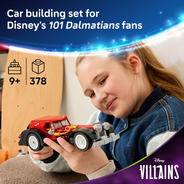 LEGO Disney Cruella De Vil’s Car Building Toy - 101 Dalmations Pretend Play Vehicle Building Set for Girls & Boys, Ages 9+ - Gift Idea for Birthdays