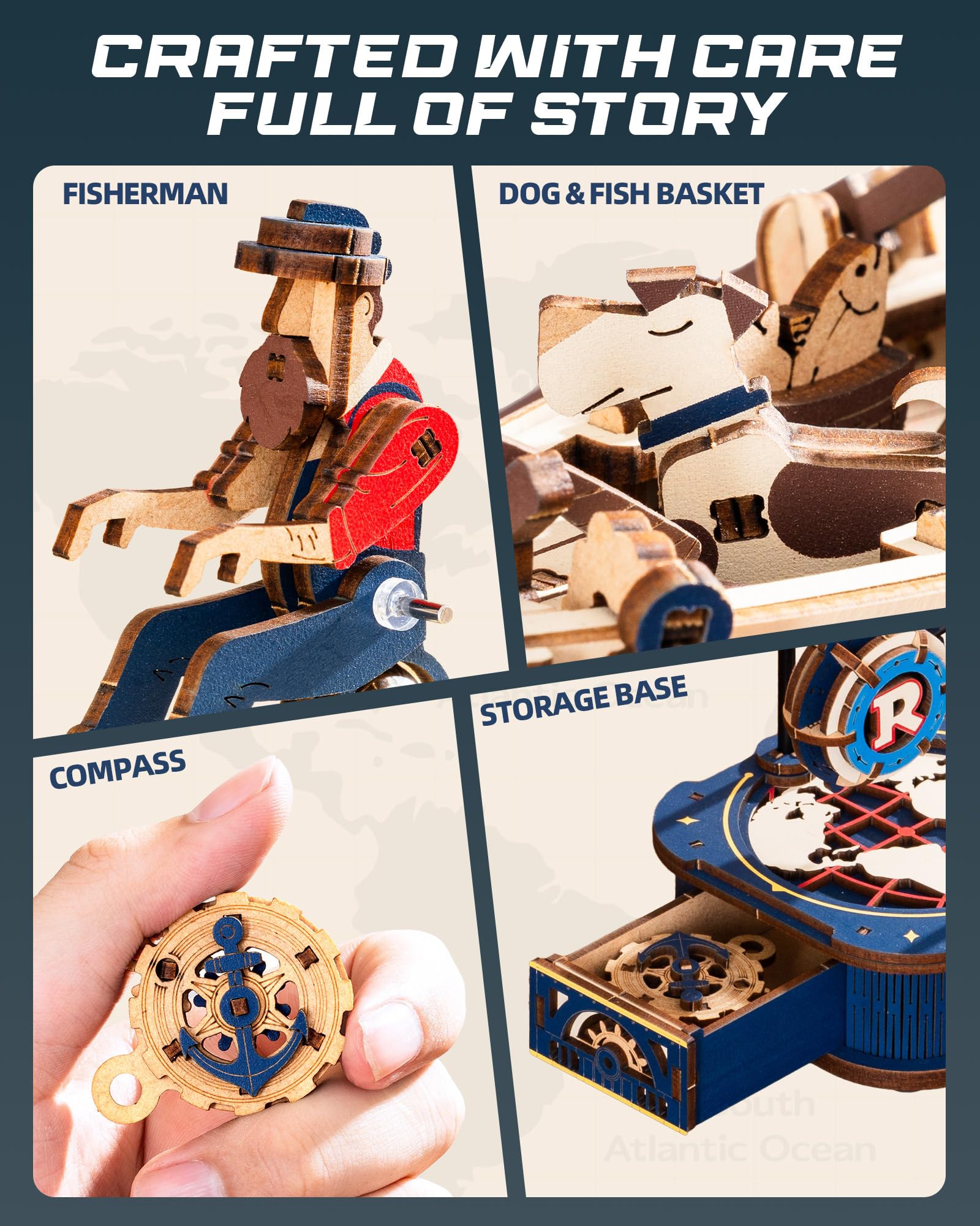 ROBOTIME 3D Wooden Puzzles for Adults, Ship Gravity Swing Model, Aircraft Model Kits for Age 14+,3D Puzzle Model Building Kit