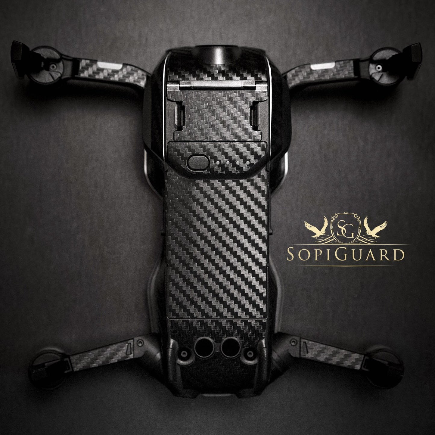SopiGuard Black Carbon Fiber Precision Edge-to-Edge Coverage Vinyl Sticker Skin Controller 3 x Battery Wraps for DJI Mavic Air