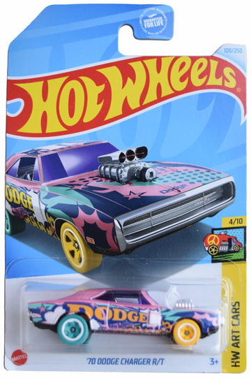 Hot Wheels '70 Dodge Charger R/T, HW Art Cars 4/10 [Pink] 108/250