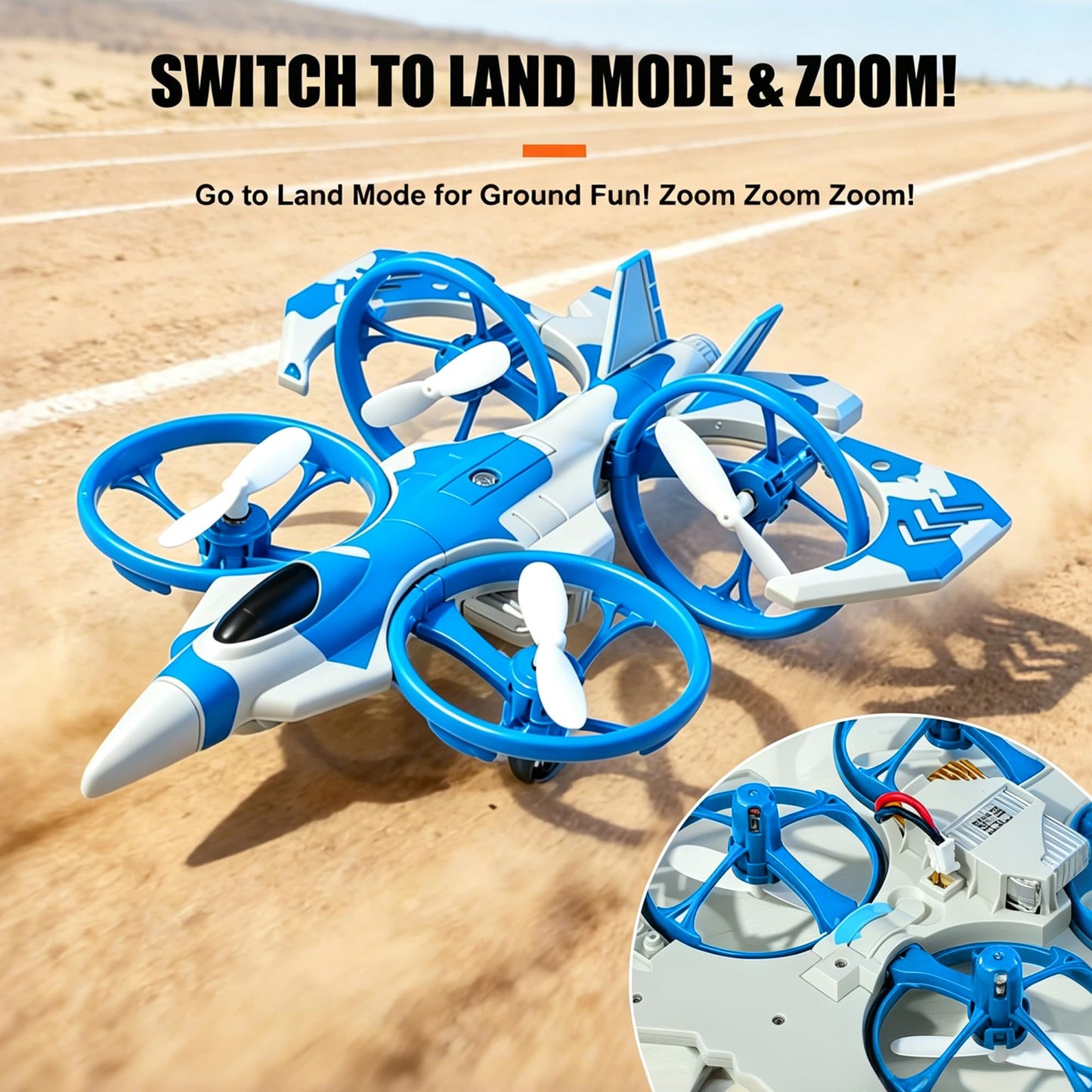 Yonsaeik 2-in-1 RC Fighter Airplane for Land and Air for Kids Adults 6+