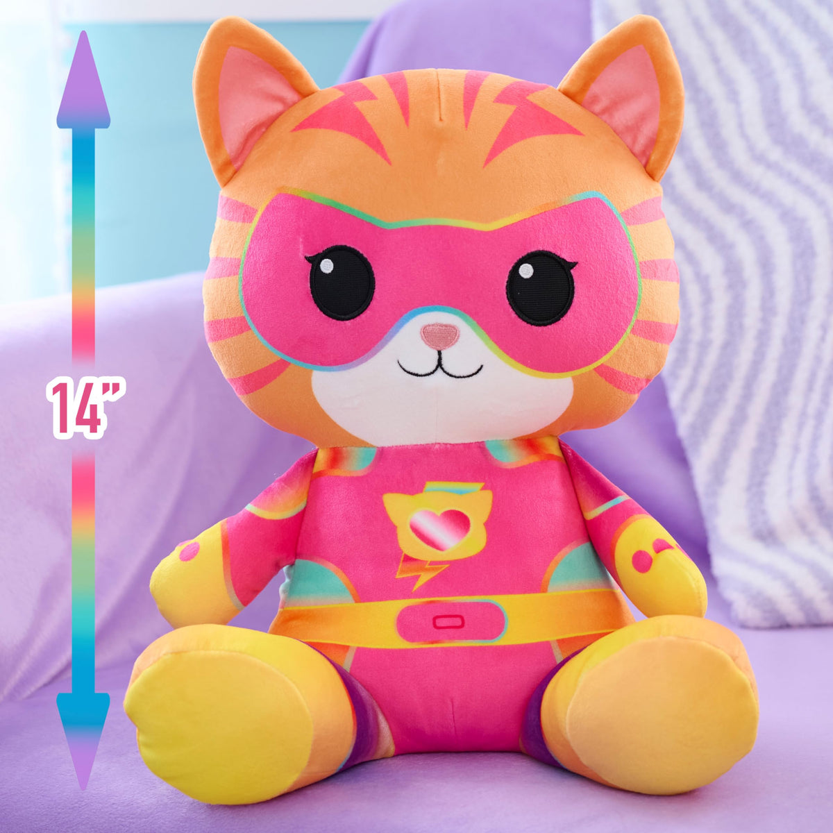 Disney Junior SuperKitties Su-Purr Charged Ginny Weighted Plush, Kids Toys for Ages 3 Up by Just Play