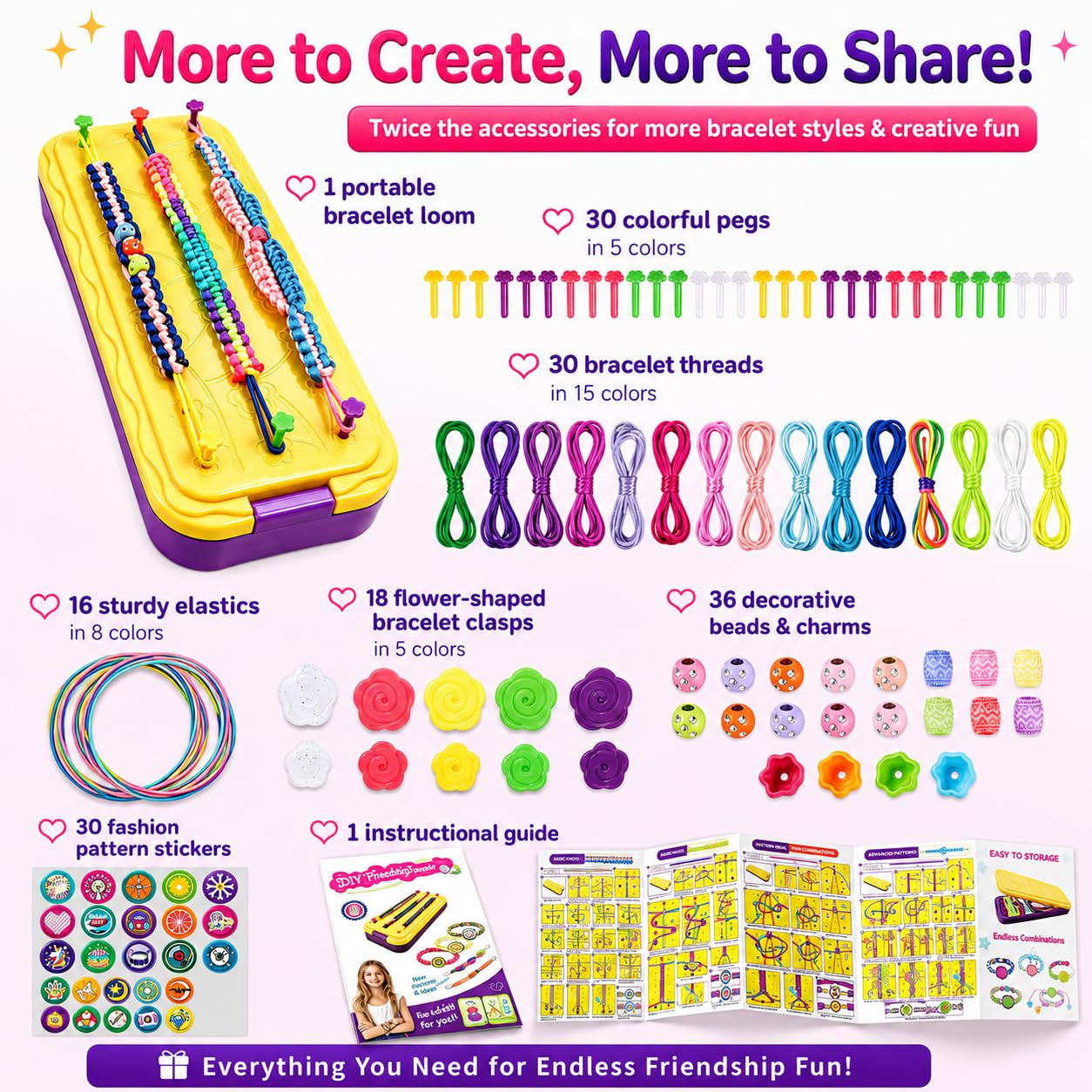 DDAI Arts and Crafts for Kids Age 8-12 Friendship Bracelet Making Kit for Girls - Best Birthday Gifts Ideas for Girl 7 9 10 11 Year Old - Popular