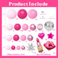106pcs Hot Pink Balloon Garland Arch Kit with Giant Lipstick, Kiss Lips & Disco Ball Foil Balloons, 18/12/10/5 Inch Metallic Pink & Silver Star
