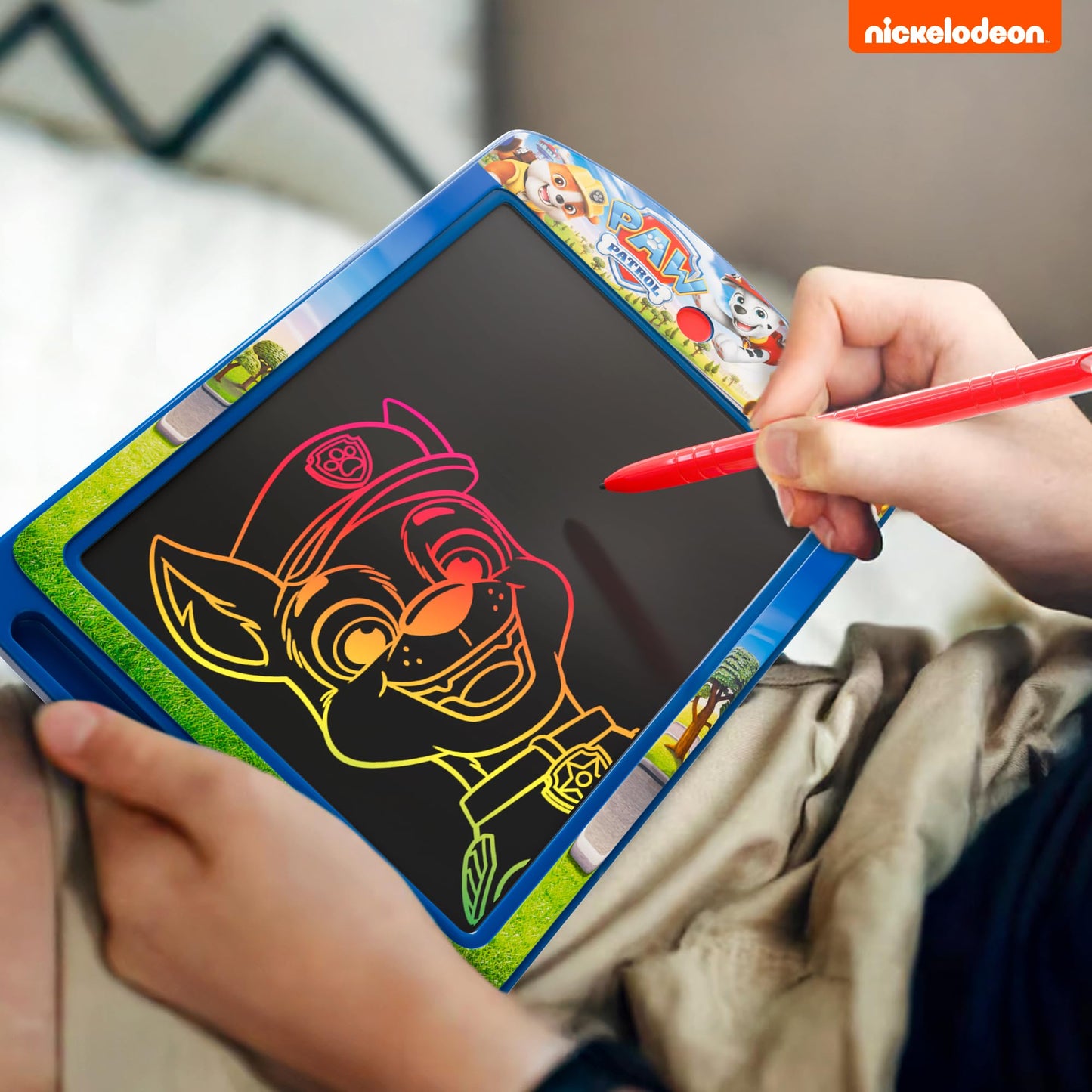 Lollipop - Paw Patrol Rainbow Electronic Doodle Board +3 - Colorful LCD Writing Tablet with Stylus & Push Button, Travel Drawing Pad for Kids