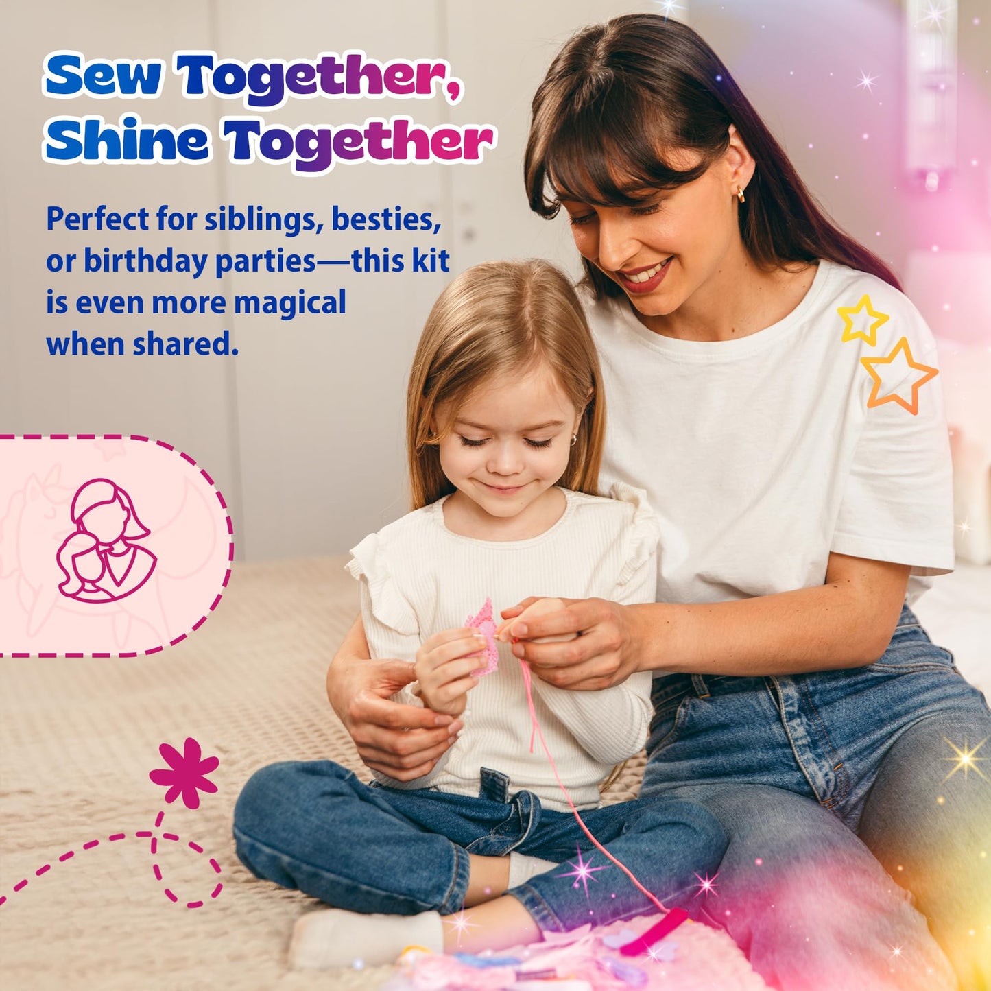 Pinwheel Crafts Beginner Sewing Kit for Kids Ages 5 6 7 8-12+ - Make Your Own Unicorn Purse Kids Sewing Kit - Play & Learn to Sew Craft Box, Girls