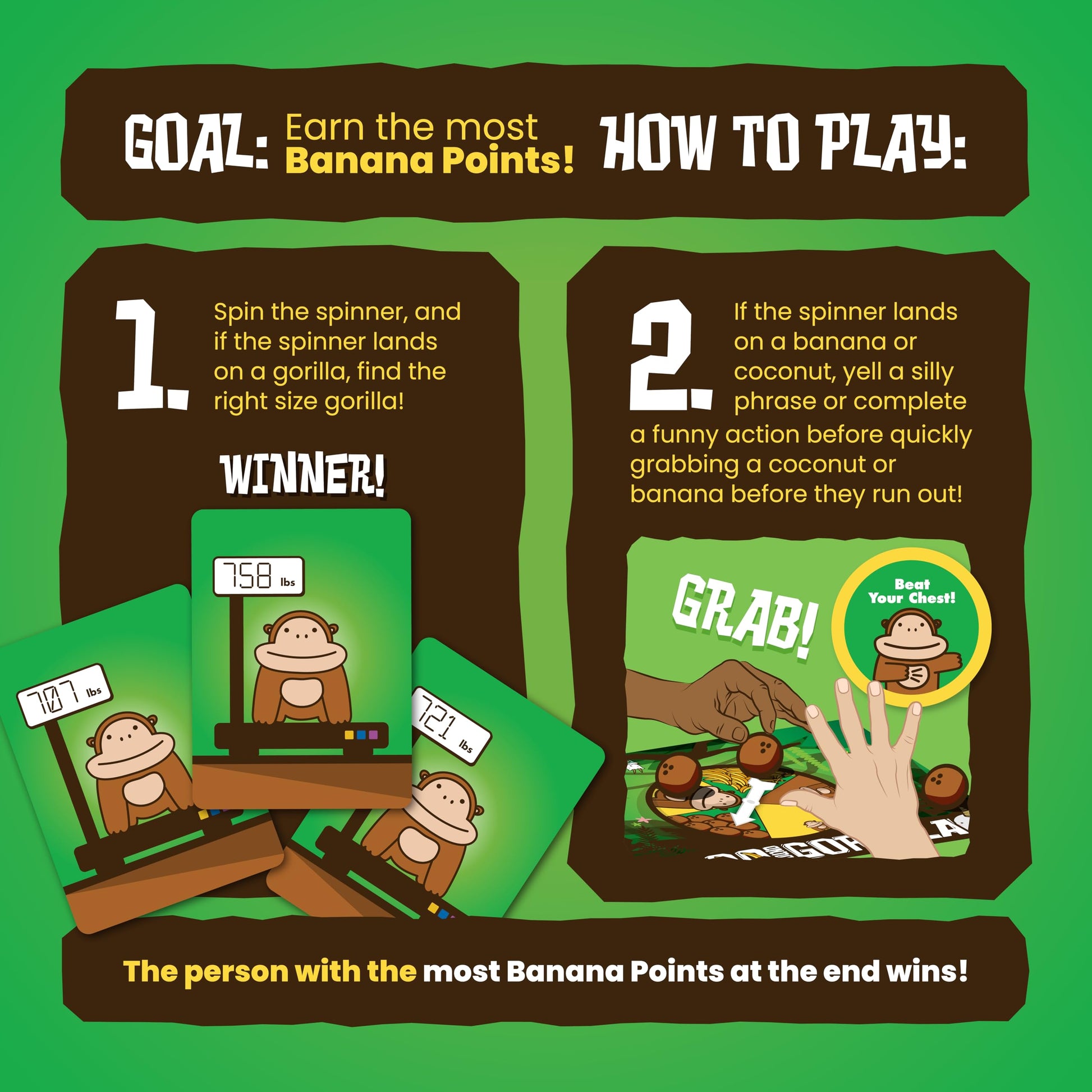 800 Pound Gorilla Board Game by Taco Cat Goat Cheese Pizza - Fun Family Card Game for Kids and Adults - Great for Family Game Night, Birthday Gift
