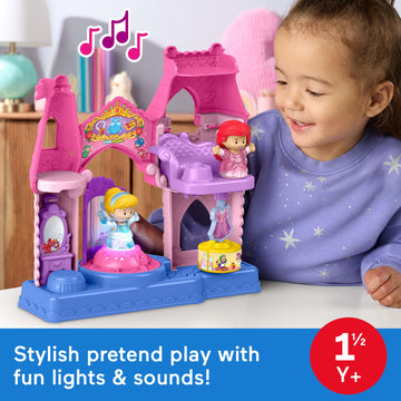 Fisher-Price Little People Toddler Toy Disney Princess Shimmer & Glow Dress Shop Playset & 2 Figures for Pretend Play Kids Ages 18+ Months