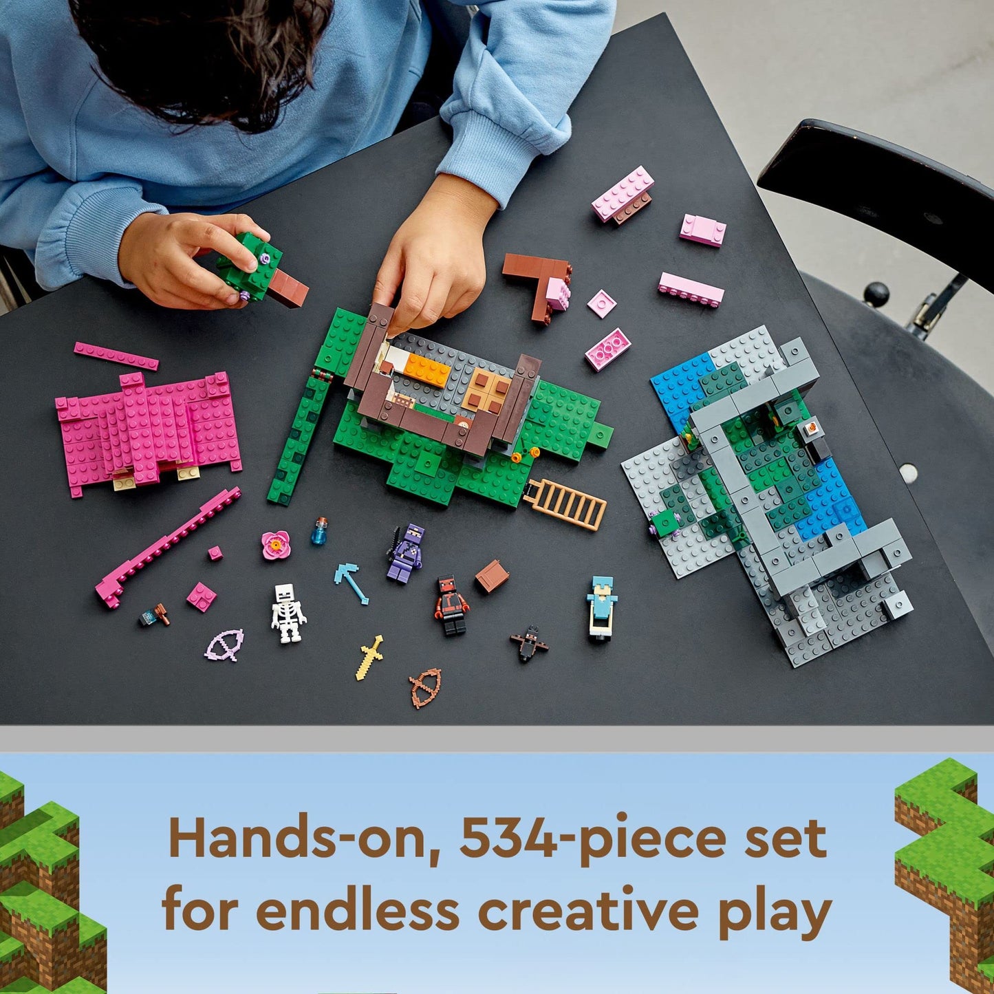 LEGO Minecraft The Training Grounds Toy Building Set 21183 Minecraft Toy for Kids, Boys and Girls Age 8+ Years Old, Building Kit with House, Cave