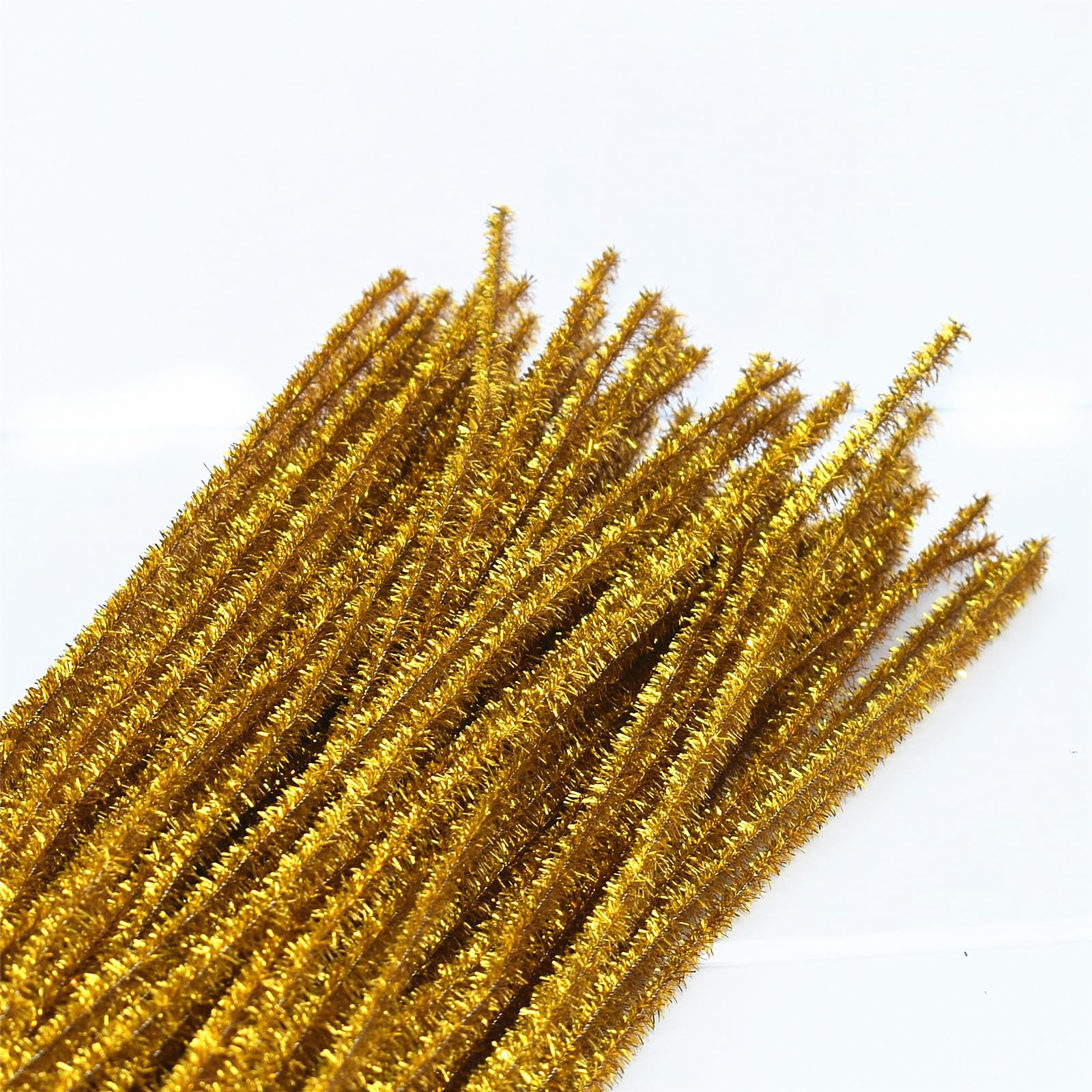 Glitter Gold Pipe Cleaners Craft (200 Pack) Bulk Art Chenille Stems for DIY Project Decorations