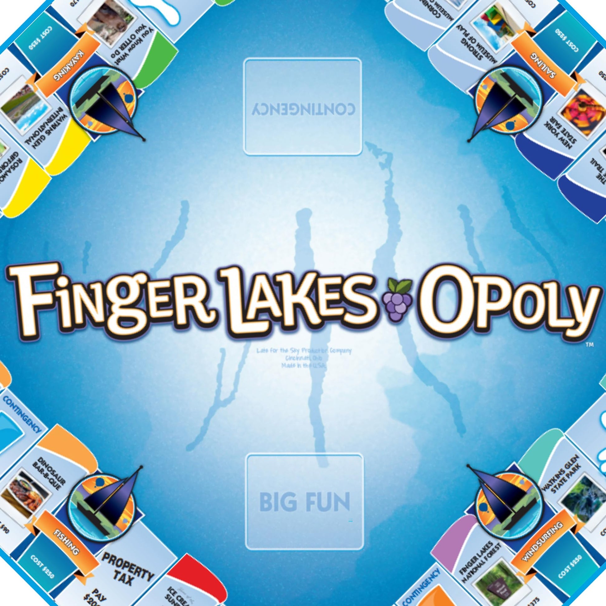 Late For The Sky Finger Lakes-Opoly Board Game - Family Strategy Board Game, New York Lakes Theme, 2-6 Players, Ages 8+, Traditional or 1-Hour Play