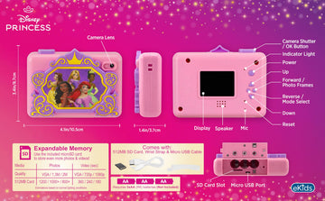 Disney Princess Kids Camera with SD Card, Digital Camera with Video