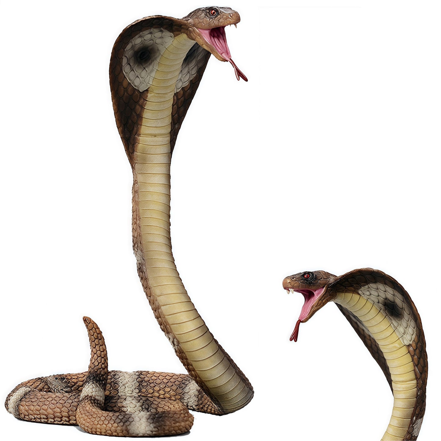 Gemini&Genius King Cobra Figurine Toy- Safari Animal Toys, Fake Snake Action Figures, Scary Snake Toy-6.5 Inches Height, or Garden Decor Scare Birds