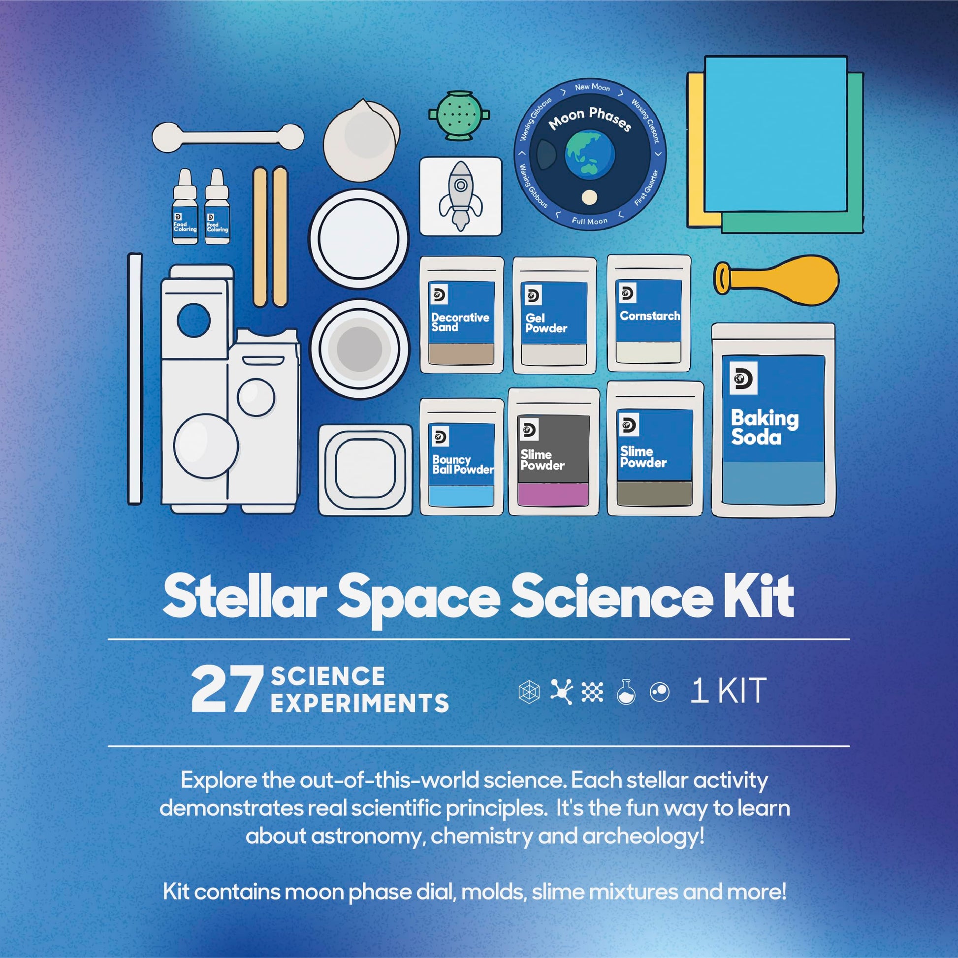 Discovery Stellar Space Science Kit for Kids| 30 Science Experiments| Build a Telescope, Galaxy Slime, Grow Moon Rocks| STEM Astronomy Chemistry