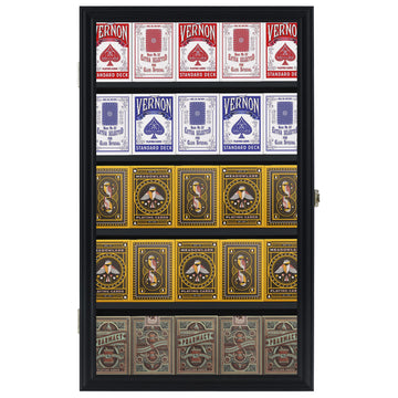 The Playing Card Frame - 25 Deck Holder Display Case Frame Wall Mount (Black Finish)