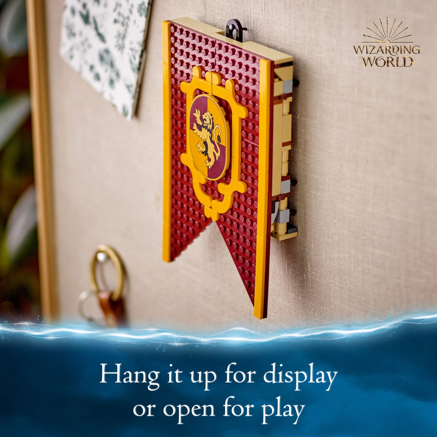 Lego Harry Potter Gryffindor House Banner Set 76409 With LEGO Building Elements, Hogwarts Castle Common Room Toy or Wall Display, Fold Up Travel Toy,