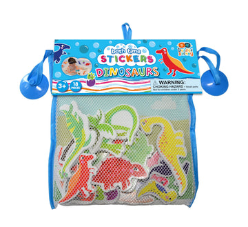 Buddy & Barney: Bath Time Stickers - Dinosaurs - 18 Foam Dino Character Pieces, Suction Cup Mesh Storage Bag, Prehistoric Play, Water Toy, Kids 3+