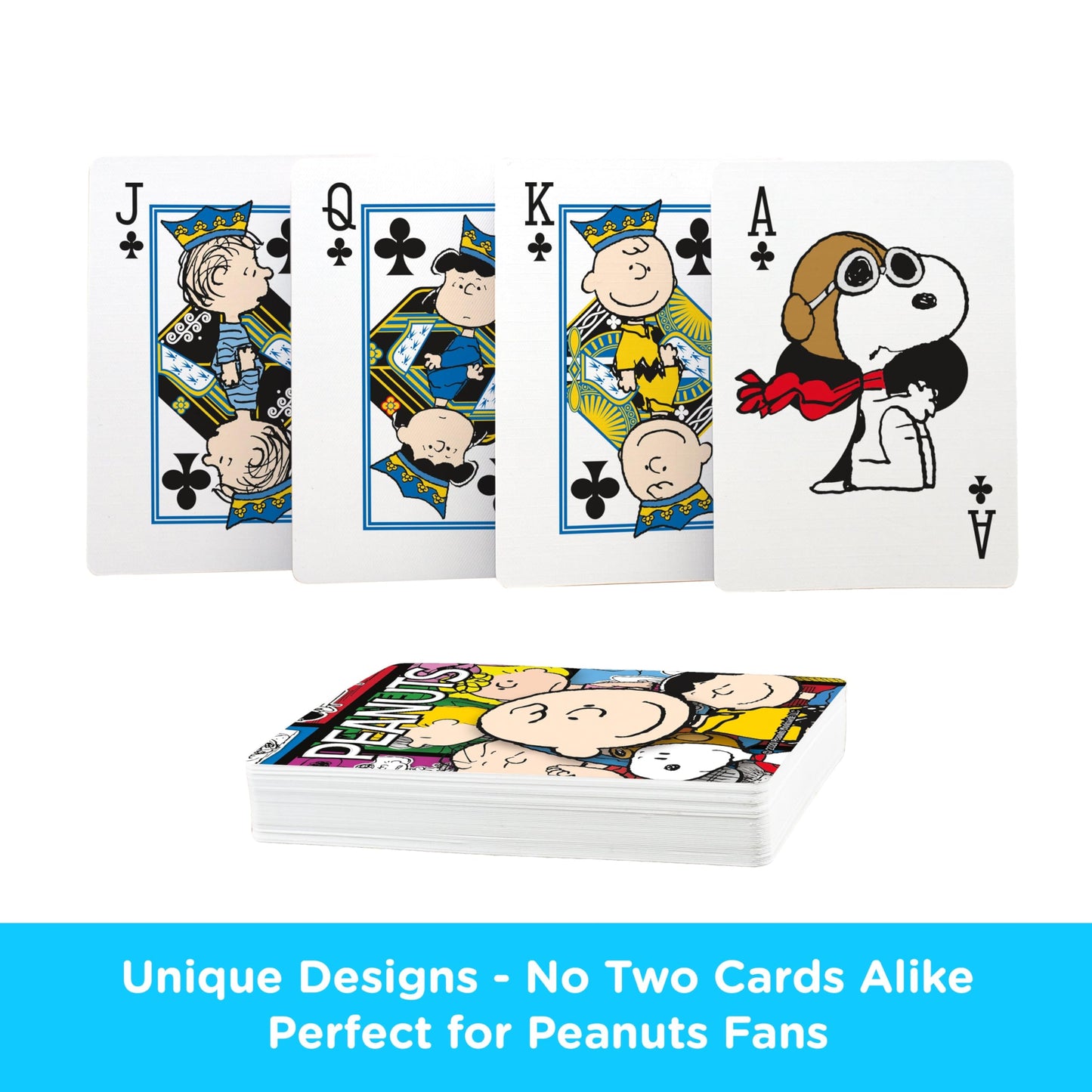 AQUARIUS Peanuts Cast Playing Cards Standard Size - Themed Novelty Deck with 52 Unique Comic Strip Designs - Collectible Merchandise Gift for Teens
