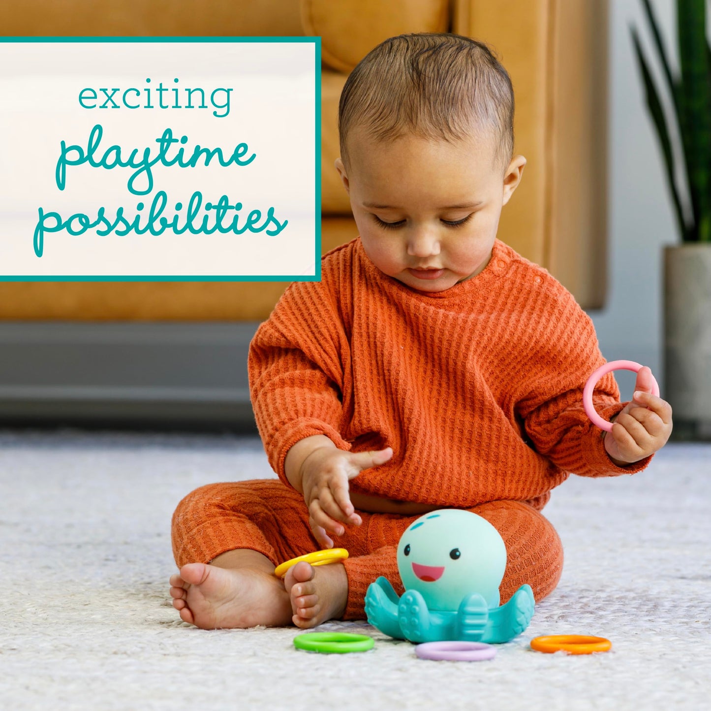 Infantino Light Up Octopus Ring Toss Toy, 6+ Months
