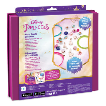 Make It Real - Ultimate Princess Royal Jewels and Gems - DIY Charm Bracelet Making Kit with Disney Princess Charms - Arts & Crafts Bead Kit for Girls