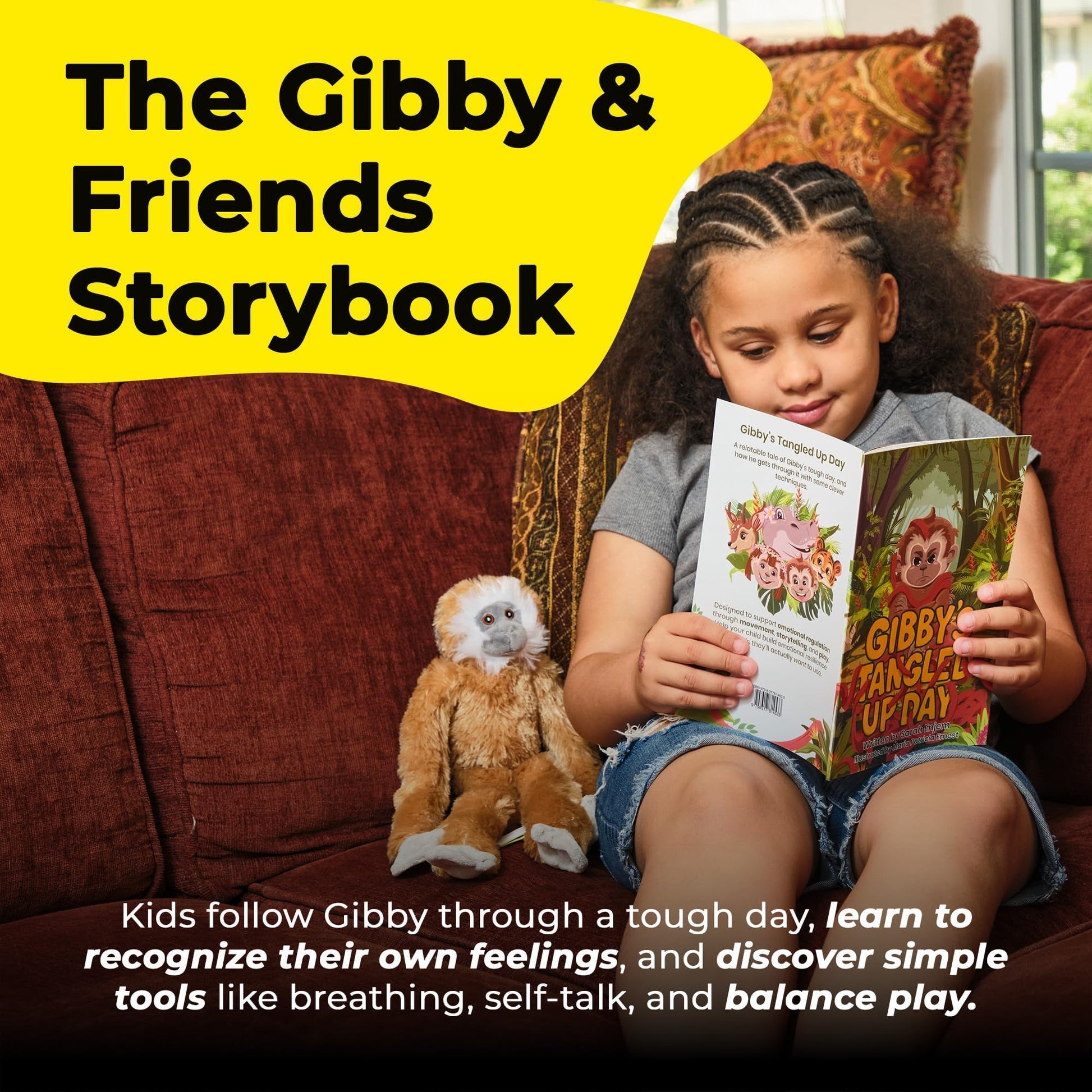 GIBBON Balance Board for Kids with Storybook & Sensory Toy - Emotional Regulation Tools for Kids - Social Emotional Learning Activities - Calming
