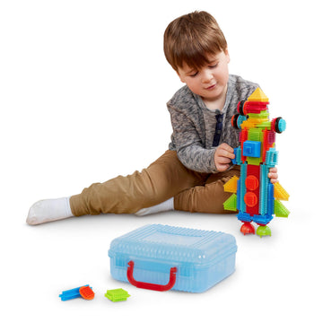 Battat - Bristle Blocks - STEM Interlocking Building Blocks - 50 Pieces Playset - Reusable Carry Case - Developmental Toys for Toddlers & Kids - Basic