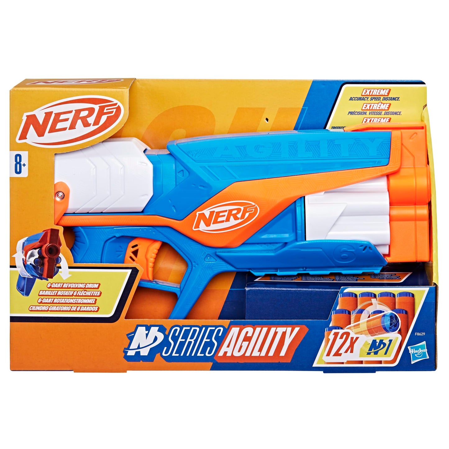 Nerf N Series Agility Blaster, 12 N1 Darts Compatible Only N Series Blasters, 6 Dart Drum, Kids Outdoor Games
