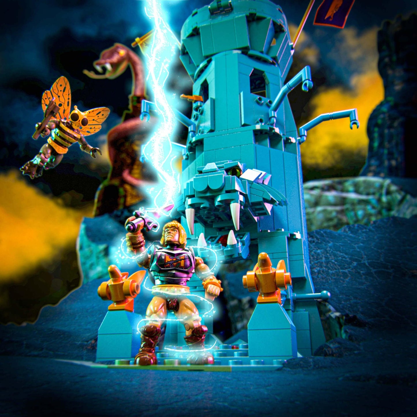 Mattel MEGA Masters of The Universe Eternia Battleground Toy Building Set, Small, HFF28