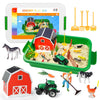 Carolart Farm Sensory Bin with Sensory Sand, Barn Toys & Tractor