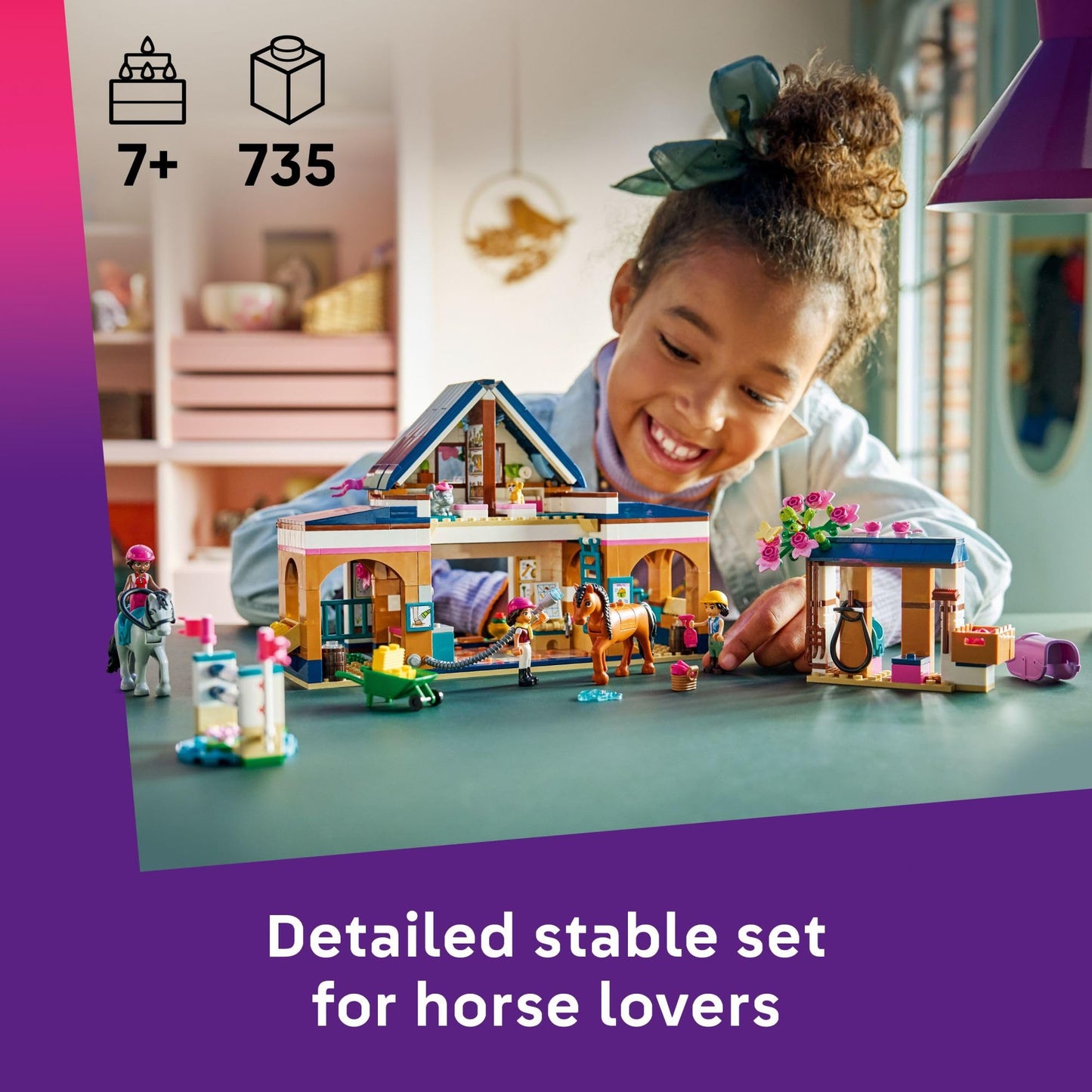 LEGO Friends Horse Stable and Riding Academy Building Toy for Girls & Boys - Pretend Play Set for Kids, Ages 7+ - W/3 Minidolls, Toy Animal Figures