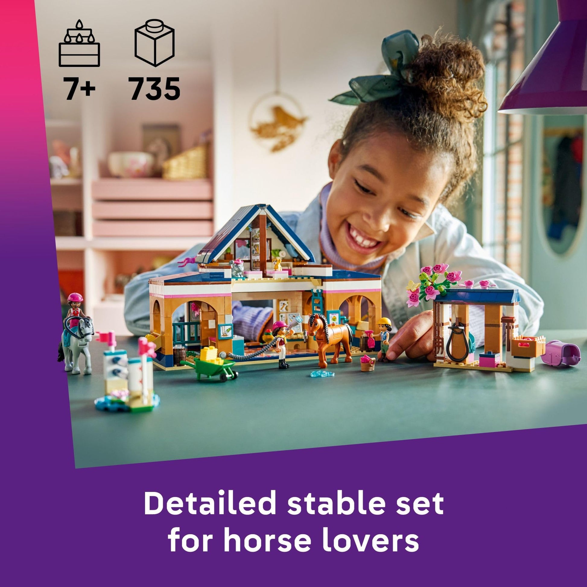 LEGO Friends Horse Stable and Riding Academy Building Toy for Girls & Boys - Pretend Play Set for Kids, Ages 7+ - W/3 Minidolls, Toy Animal Figures