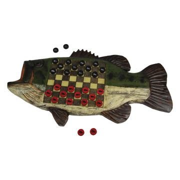 Rivers Edge Products Rivers Edge Products Checkerboard Set with 28 Checkers - Decorative, Rustic Checker Board for Fun Game Night, Cabin, Lodge