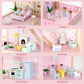 Pillowhale Wooden Dollhouse for Girls 3-Story Open Layout Playhouse with Furniture Accessories Pretend Play Role-Playing Toy Birthday Gift for Kids