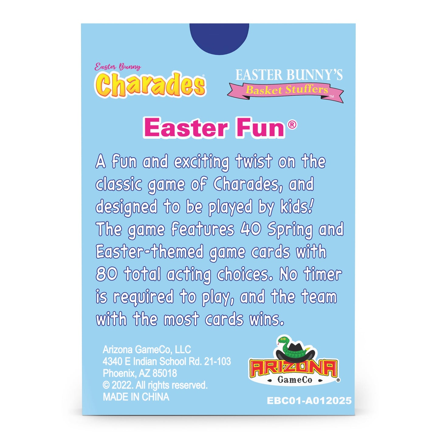 Arizona GameCo Easter Bunny Charades for Kids Ages 6+, No Reading Required Kids Charades Game, 80 Acting Choices, Family Fun, Easter Basket Stuffer