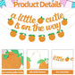 Glitter "A Little Cutie Is On The Way" Banner with Citrus Garland, Orange Fruit Baby Shower Decoration, Tangerine Themed Gender Reveal Summer Photo