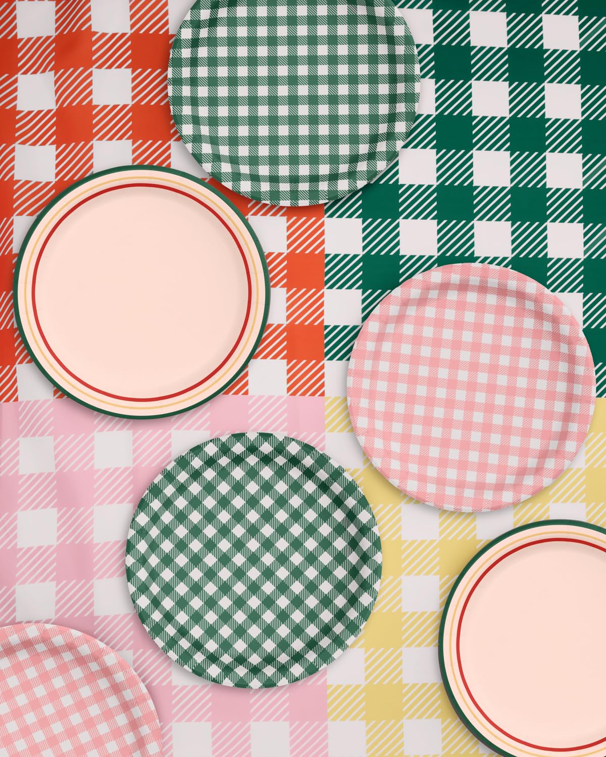 xo, Fetti Gingham Checkered Fabric Tablecloth 9ft | Camp Bachelorette Party