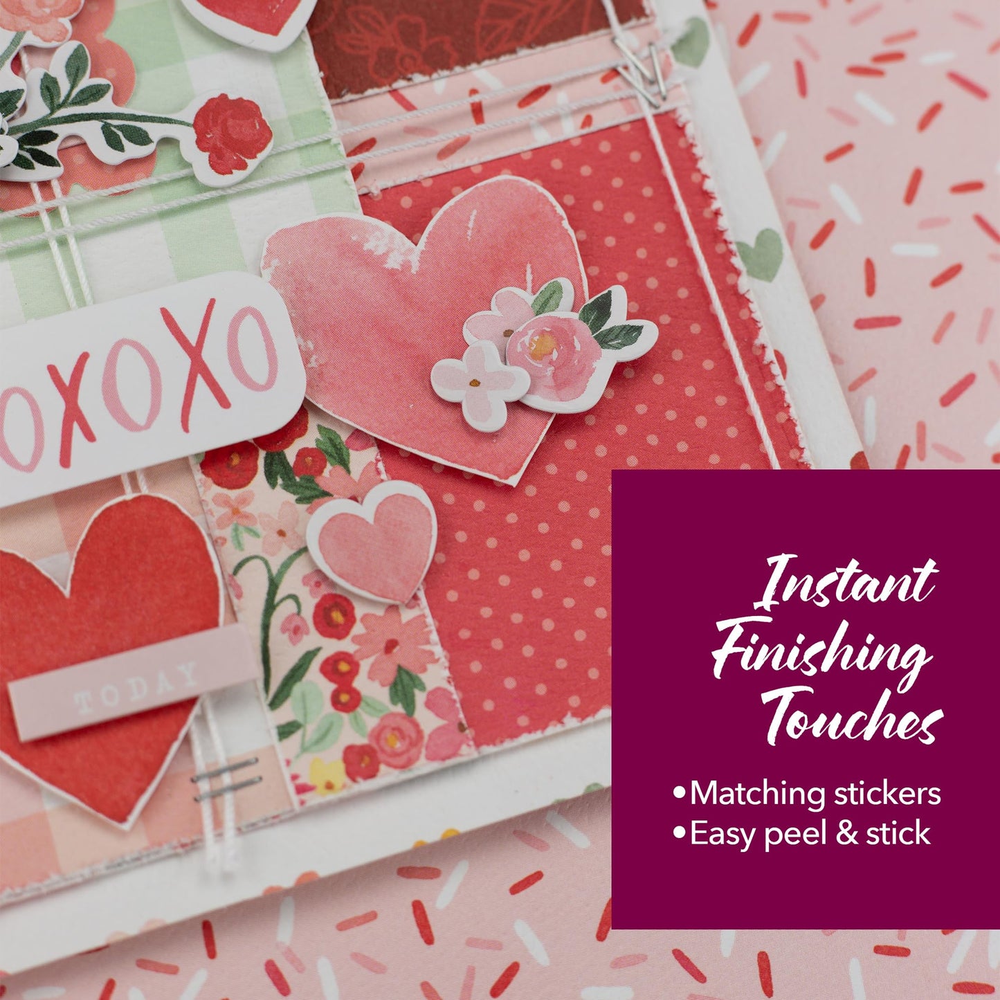 Echo Park Paper Co. My Valentine Collection Kit - 12x12 Double-Sided Paper & Stickers Set for Scrapbooking, Valentine's Card Making, DIY Crafts
