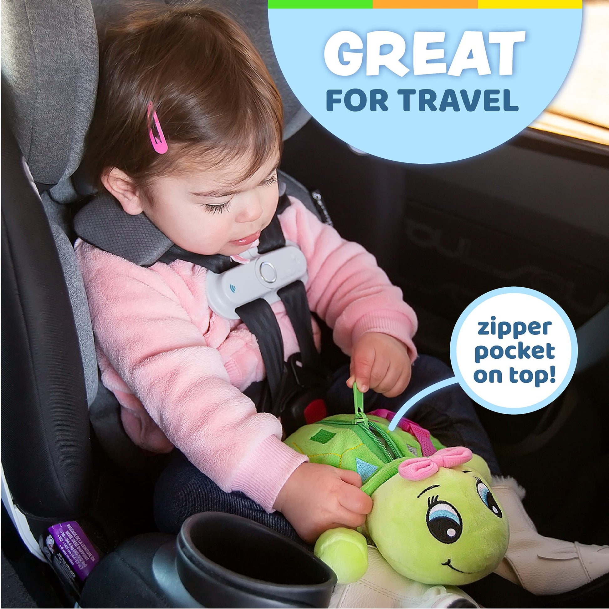 Buckle Toys - Belle Turtle - Learning Activity - Develop Motor Skills and Problem Solving - Counting and Color Recognition - Airplane Travel