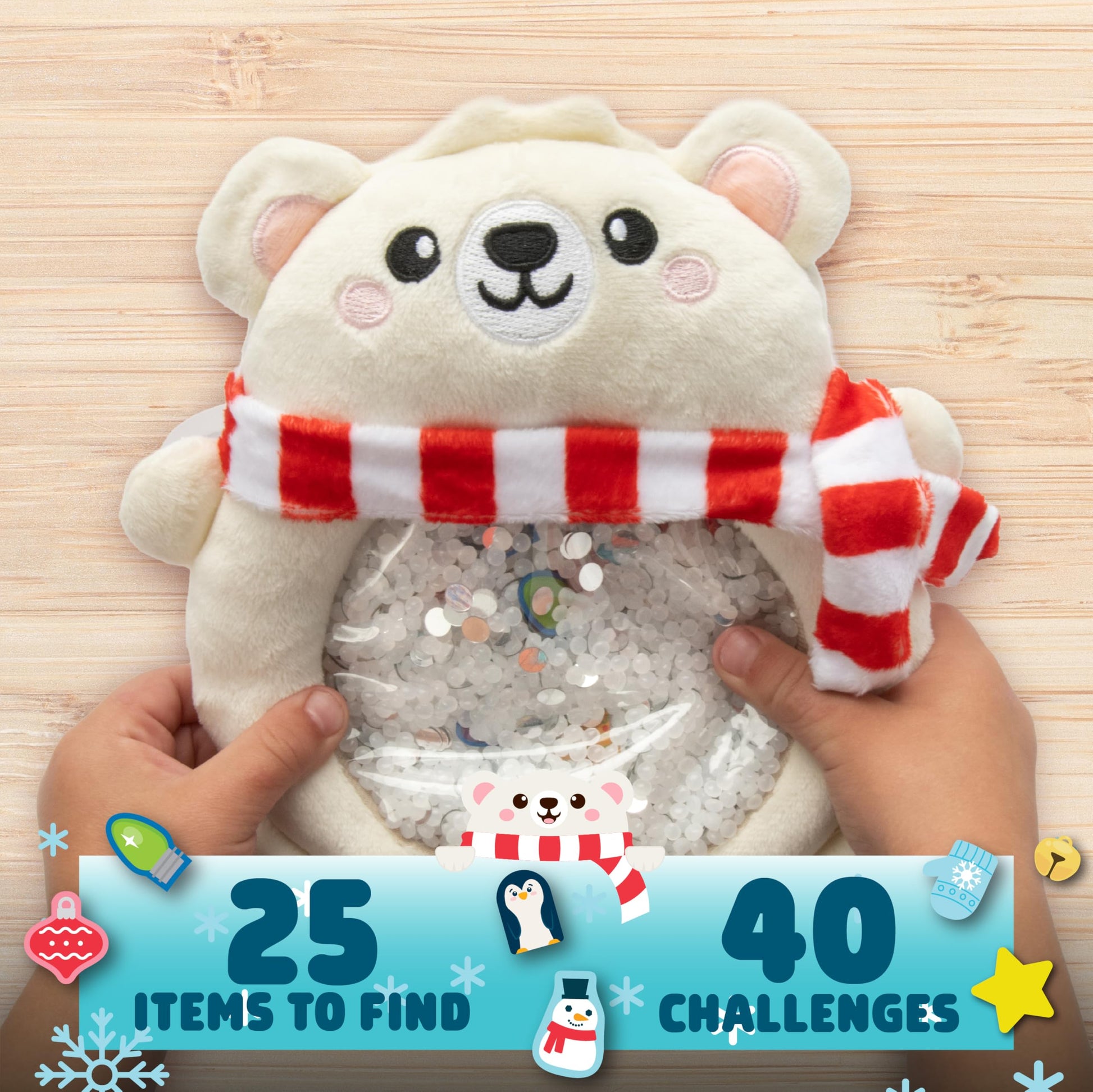 Chuckle & Roar Seek & Find Plush Polar Bear Game - Ages 3+, Multicolor, 1 Plush, 20 Cards - Portable Travel Toys - Screen Free Sensory Toys