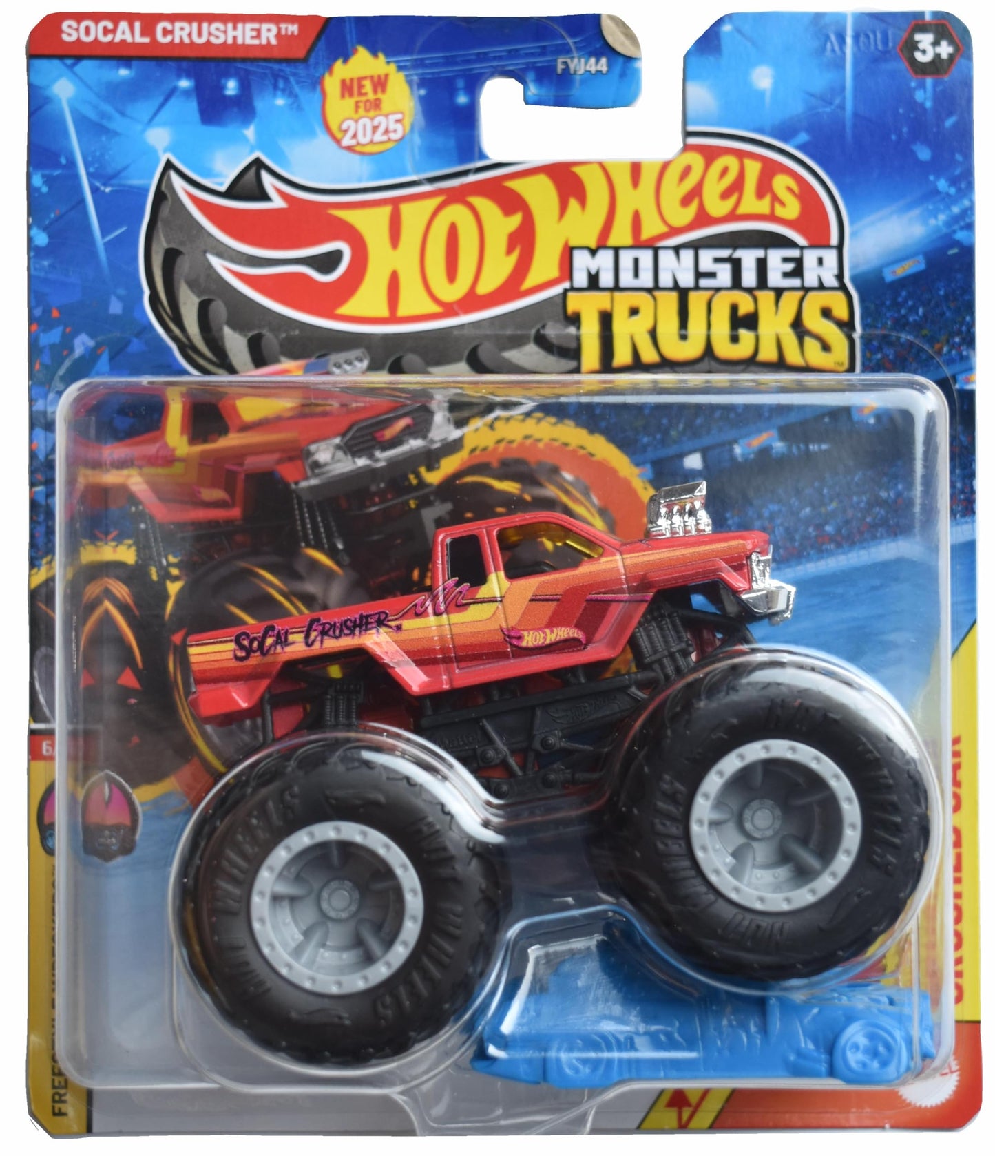 Hot Wheels Monster Trucks SoCal Crusher, Freestyle Wreckers 6/12 Includes Crushed car