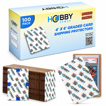 100 Pack Graded Trading Card Shipping Protector by Hobby Armor, 4" x 6" with Rounded Corners, Vibrant Multi-Color Card Protector to Guard Cards from