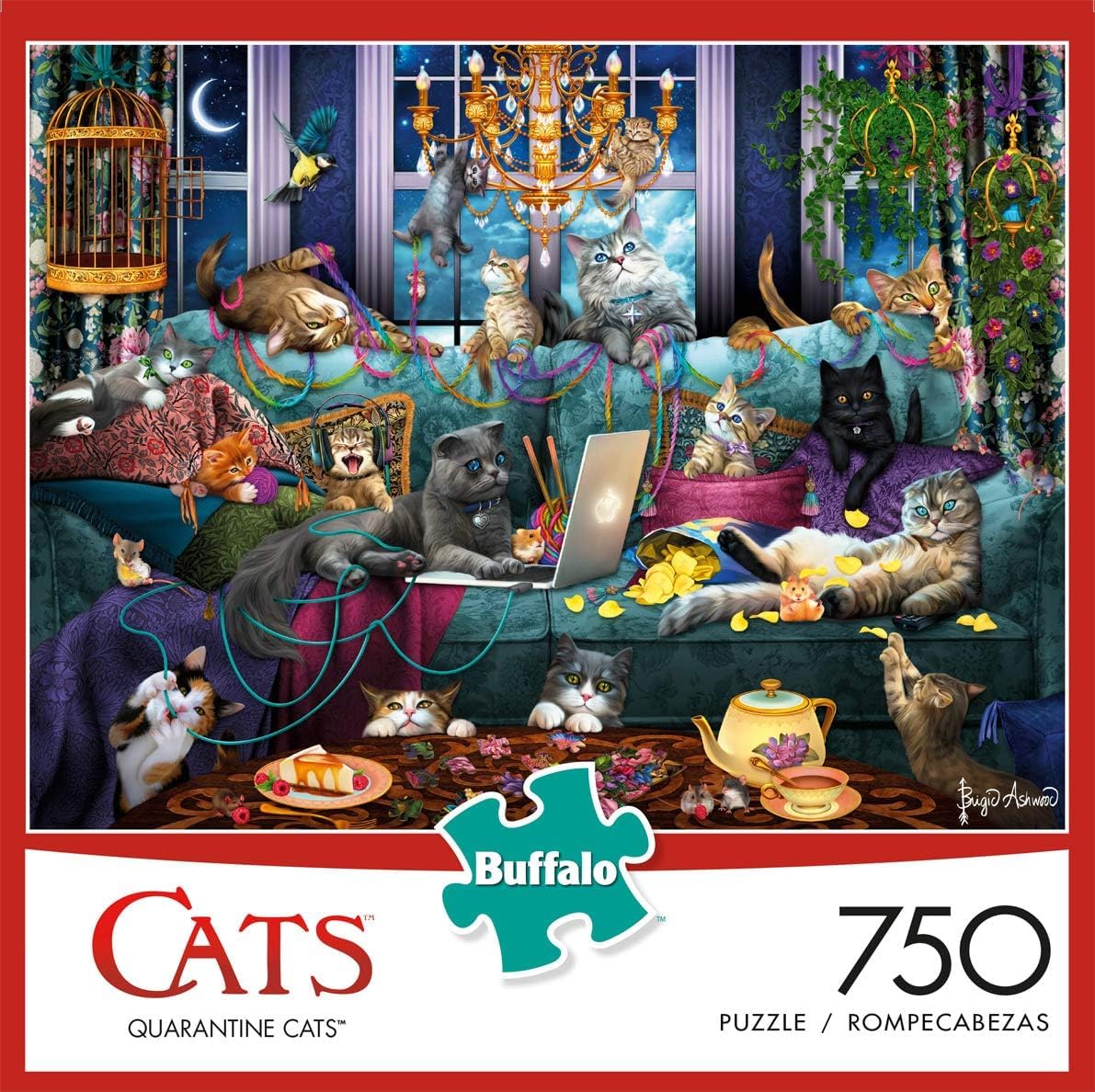 Buffalo Games - Brigid Ashwood - Quarantine Cats - 750 Piece Jigsaw Puzzle For Adults -Challenging Puzzle Perfect for Game Nights - Finished Size is