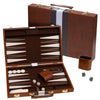 Backgammon Board Game, Deluxe Leather Like Case, Felt Interior, Brown, Classic Backgammon Game, Popular Board Game, Board Games (Medium (15"))