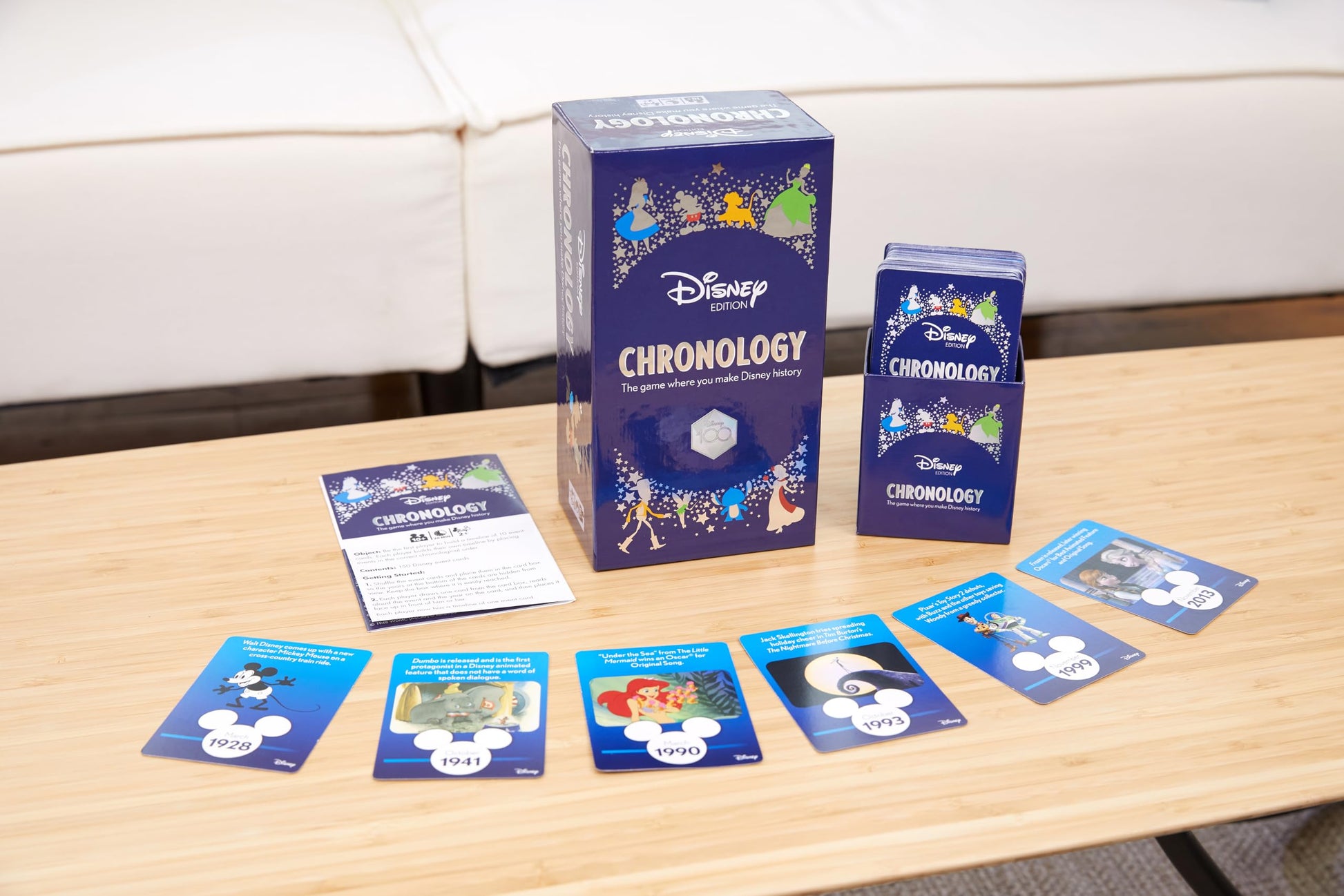 Disney Chronology Game - Family Game - Featuring 150 Disney Events - Make Disney History - Family Game for Night Disney Fans Ages 10 and Up