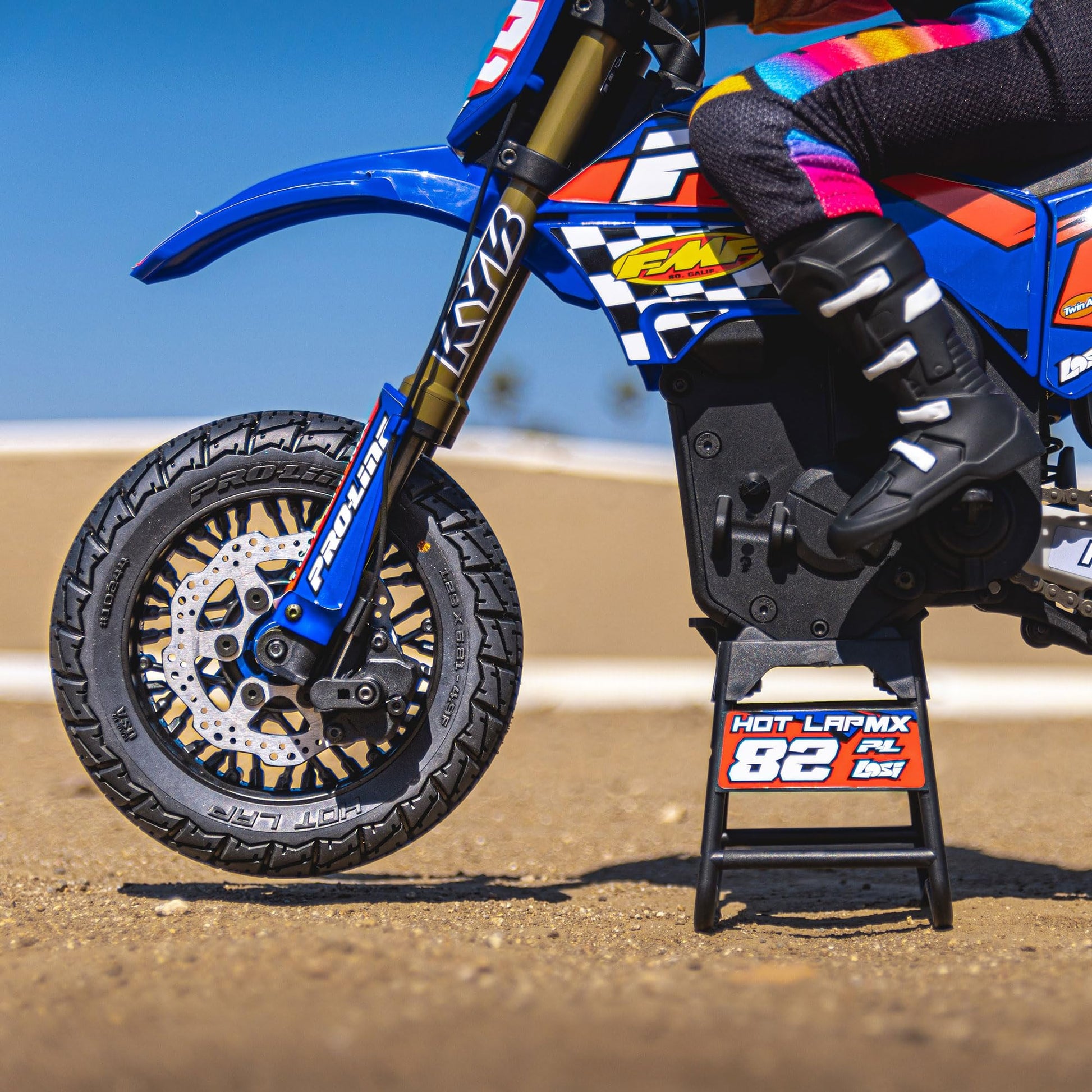 Pro-line Racing Hot Lap S3 Motorcycle Front Tire Mounted on Black Supermoto Wheel for Promoto-MX Front PRO1024410