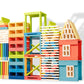 Premium 300 Pcs Rainbow Wooden Building Planks Kit, Open-Ended Creative Building Blocks Set for Kids Ages 3-12,Colorful Pine STEM Construction Toys