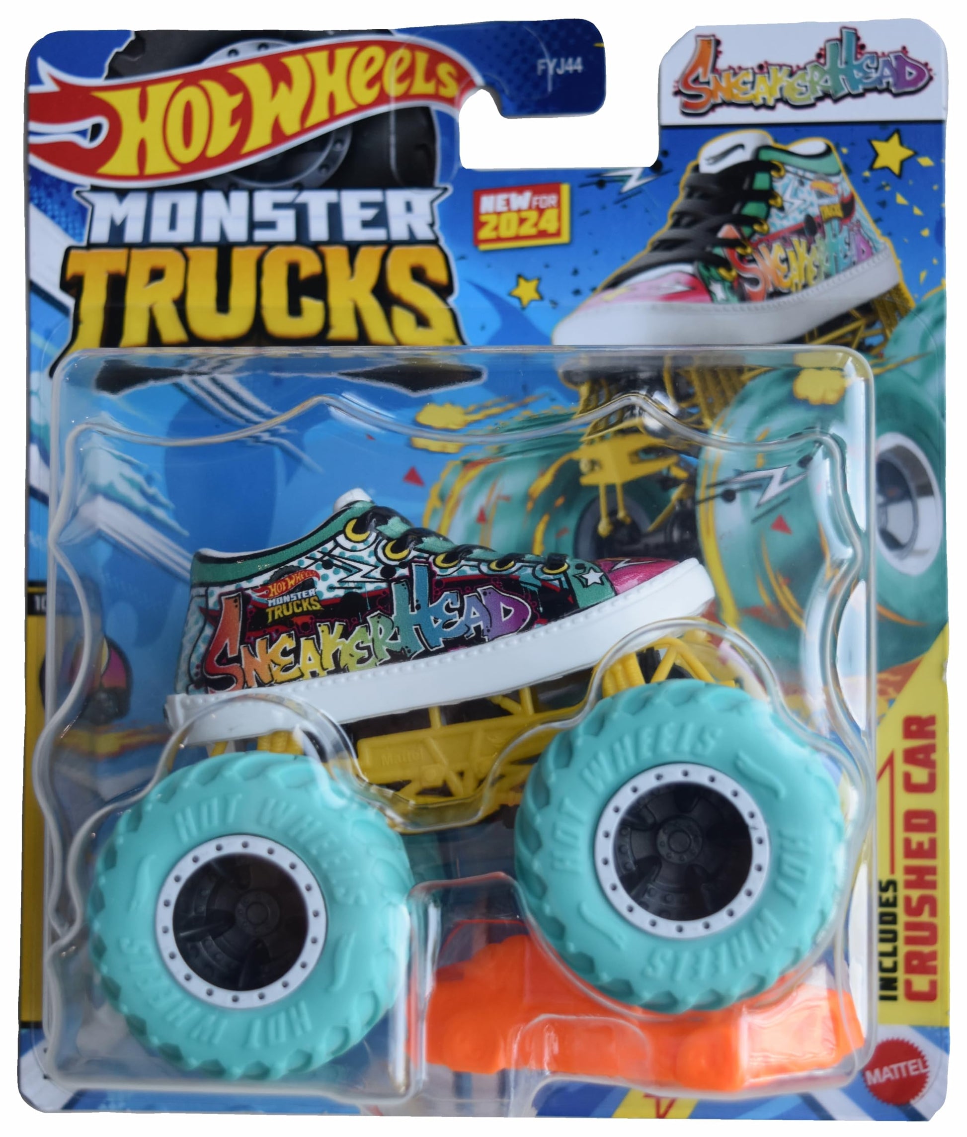 Hot Wheels Monster Trucks Sneakerhead, Freestyle Wreckers 10/12 Includes Crushed Car