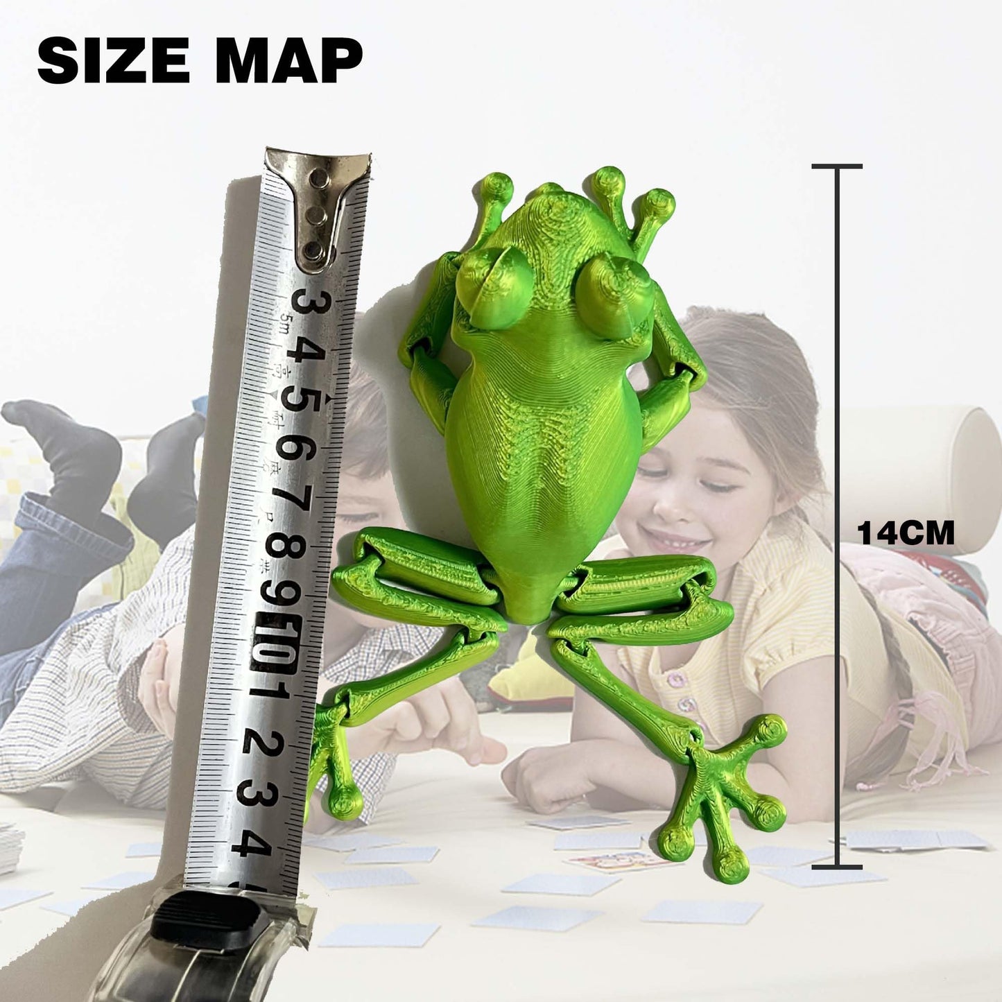 YOUNEEDFUL 2025 3D Printed Frog Model Cute New 3D Printed Animal Model Lifelike Office Supplies Creative Decoration (Green)
