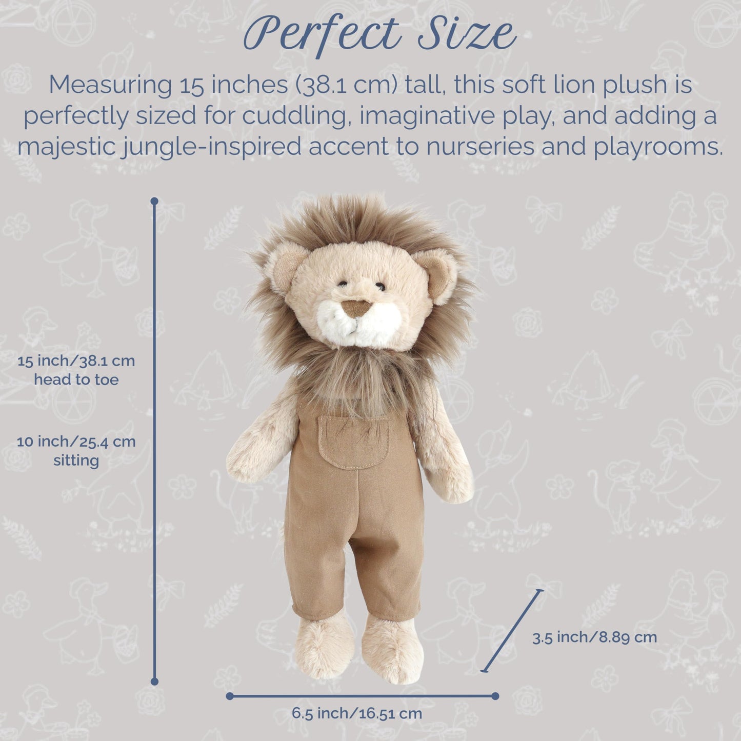 MON AMI Leon The Lion 16-Inch Stuffed Animal, Soft Majestic Plush Boys